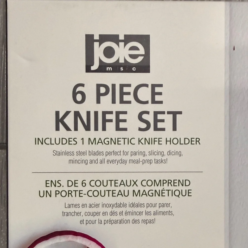 Joie 6-Piece Knife Set with Magnetic Holder - Brand New